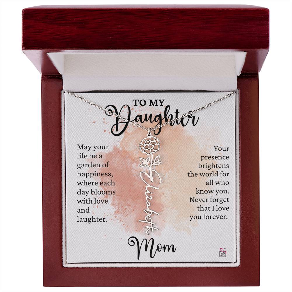To Daughter from Mom - A Garden of Hapiness - Birth FLower Necklace - PM0249