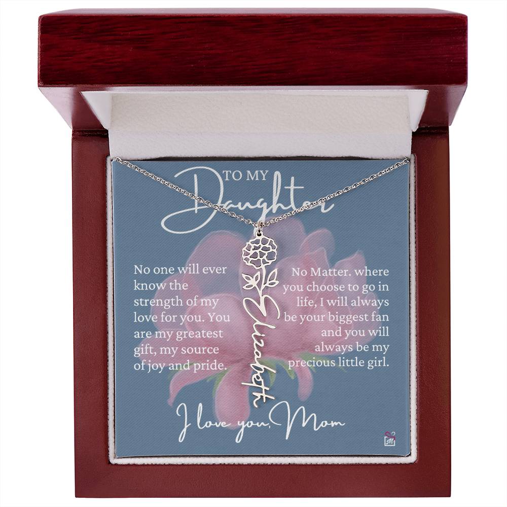 To Daughter, from Mom - Greatest Gift - Birth Flower Necklace - EMS020