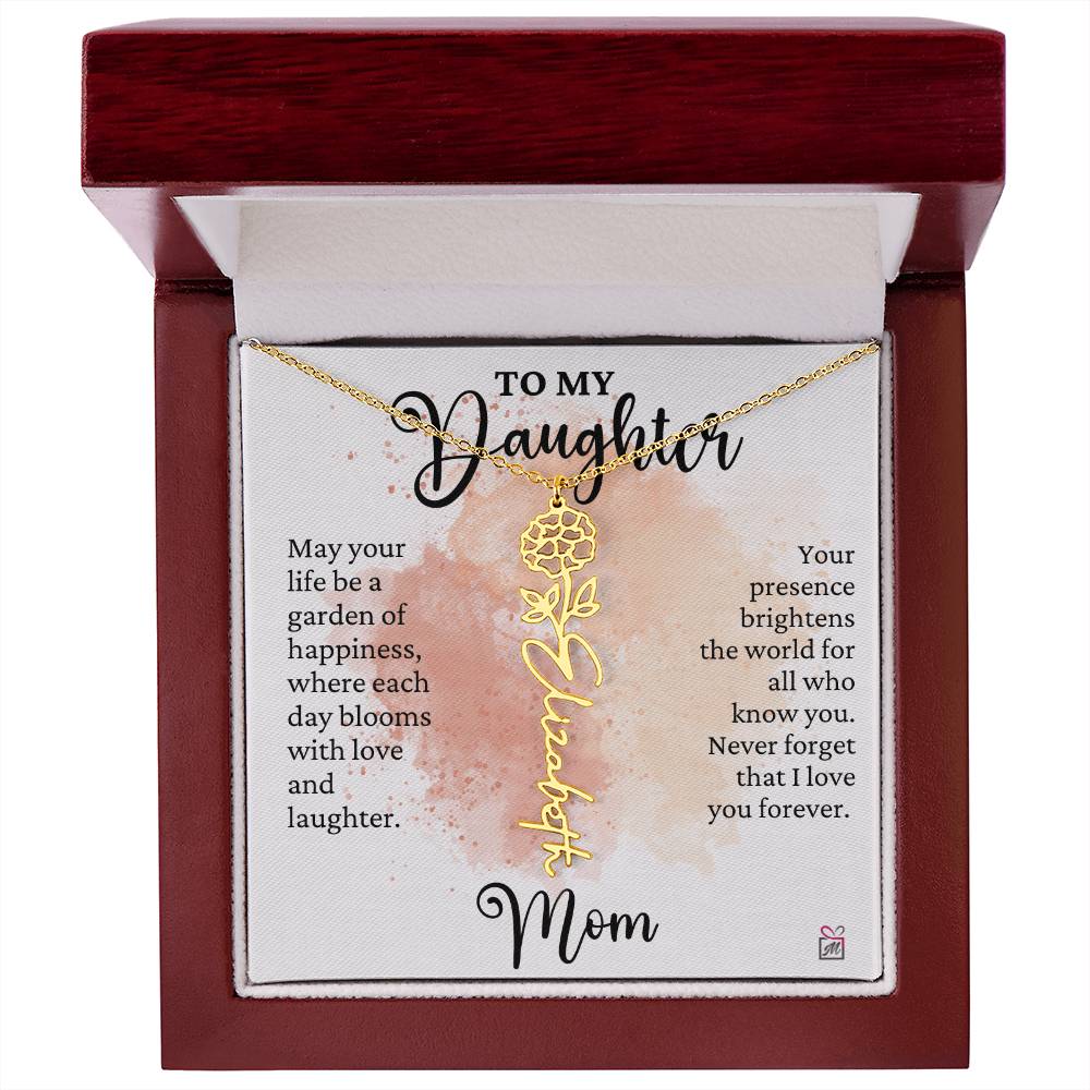 To Daughter from Mom - A Garden of Hapiness - Birth FLower Necklace - PM0249