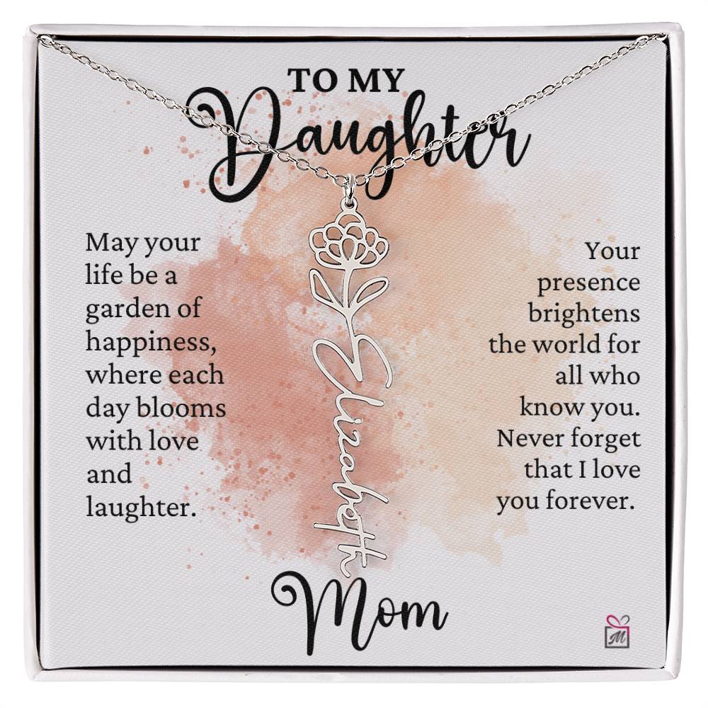 To Daughter from Mom - A Garden of Hapiness - Birth FLower Necklace - PM0249