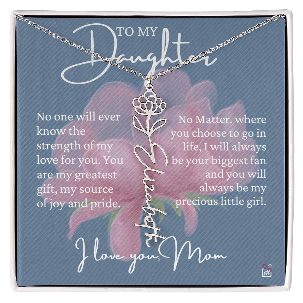 To Daughter, from Mom - Greatest Gift - Birth Flower Necklace - EMS020