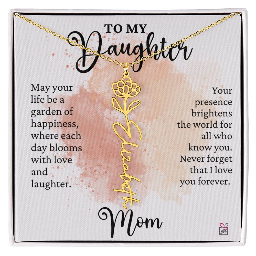 To Daughter from Mom - A Garden of Hapiness - Birth FLower Necklace - PM0249
