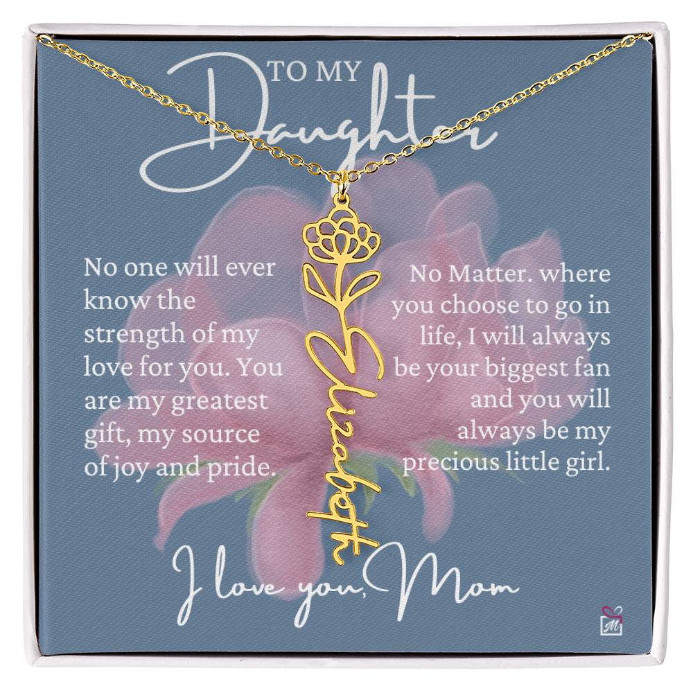 To Daughter, from Mom - Greatest Gift - Birth Flower Necklace - EMS020
