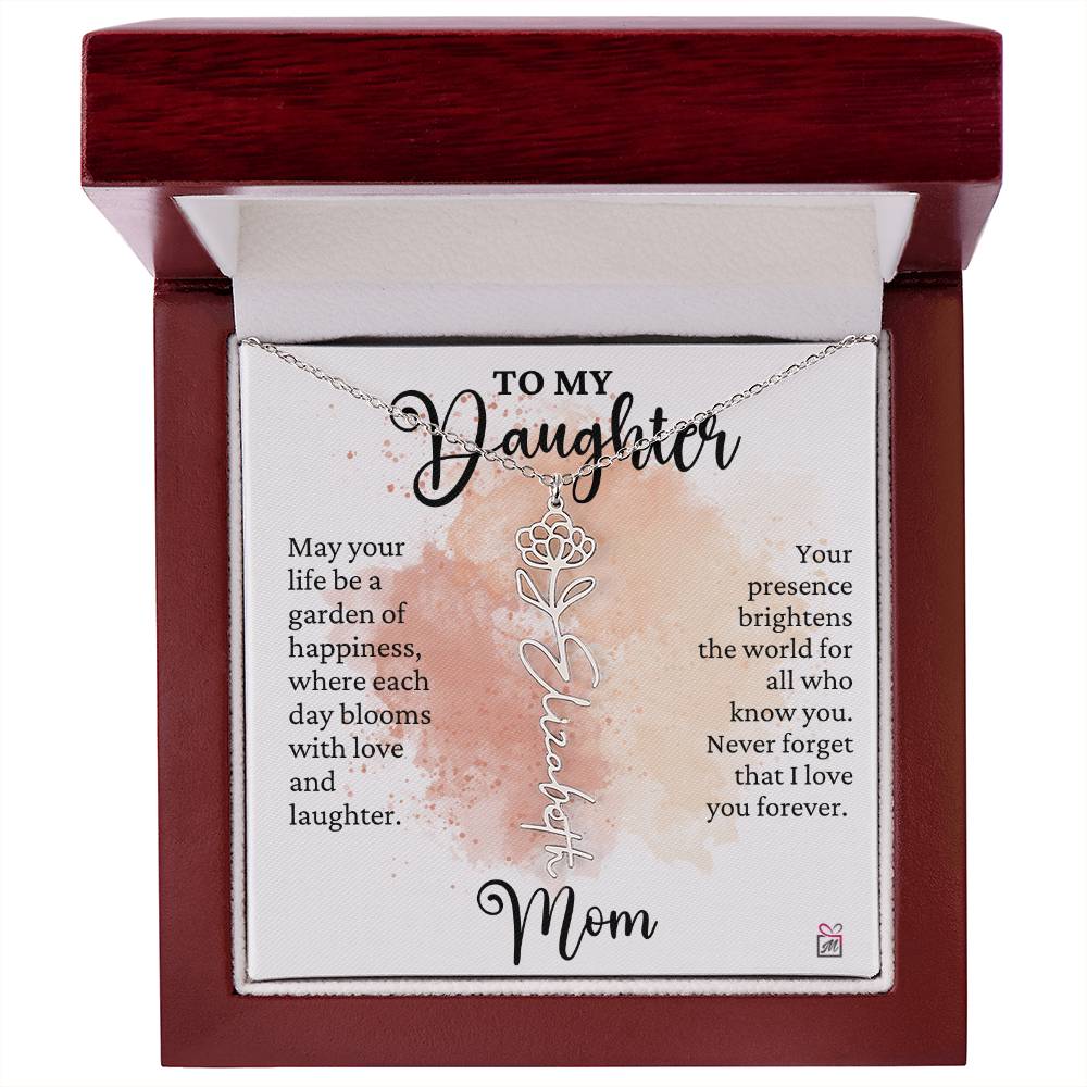 To Daughter from Mom - A Garden of Hapiness - Birth FLower Necklace - PM0249