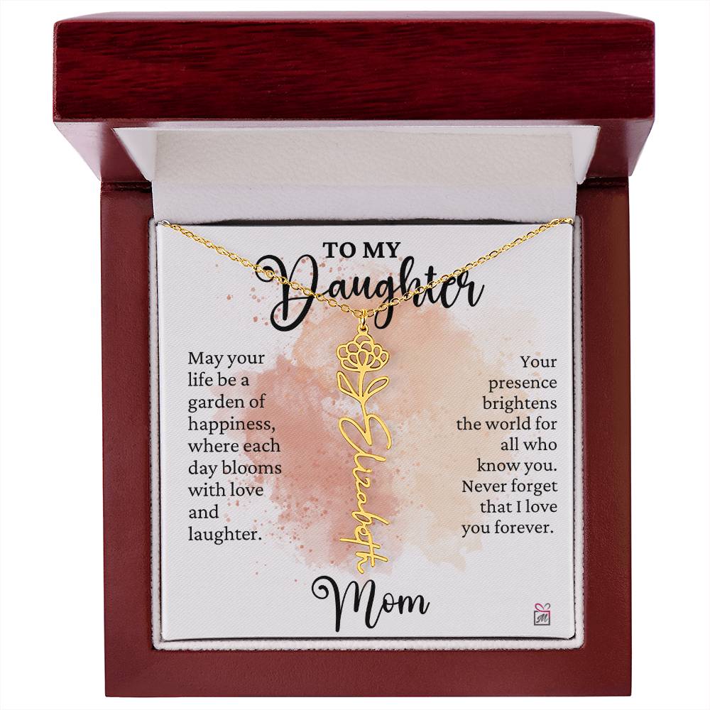 To Daughter from Mom - A Garden of Hapiness - Birth FLower Necklace - PM0249