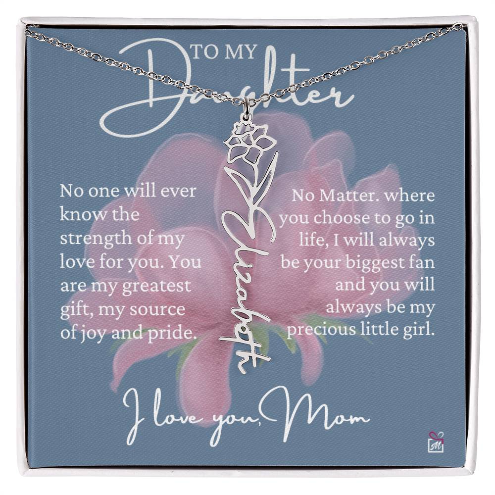 To Daughter, from Mom - Greatest Gift - Birth Flower Necklace - EMS020