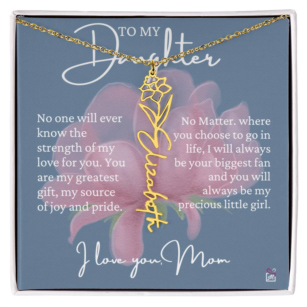 To Daughter, from Mom - Greatest Gift - Birth Flower Necklace - EMS020