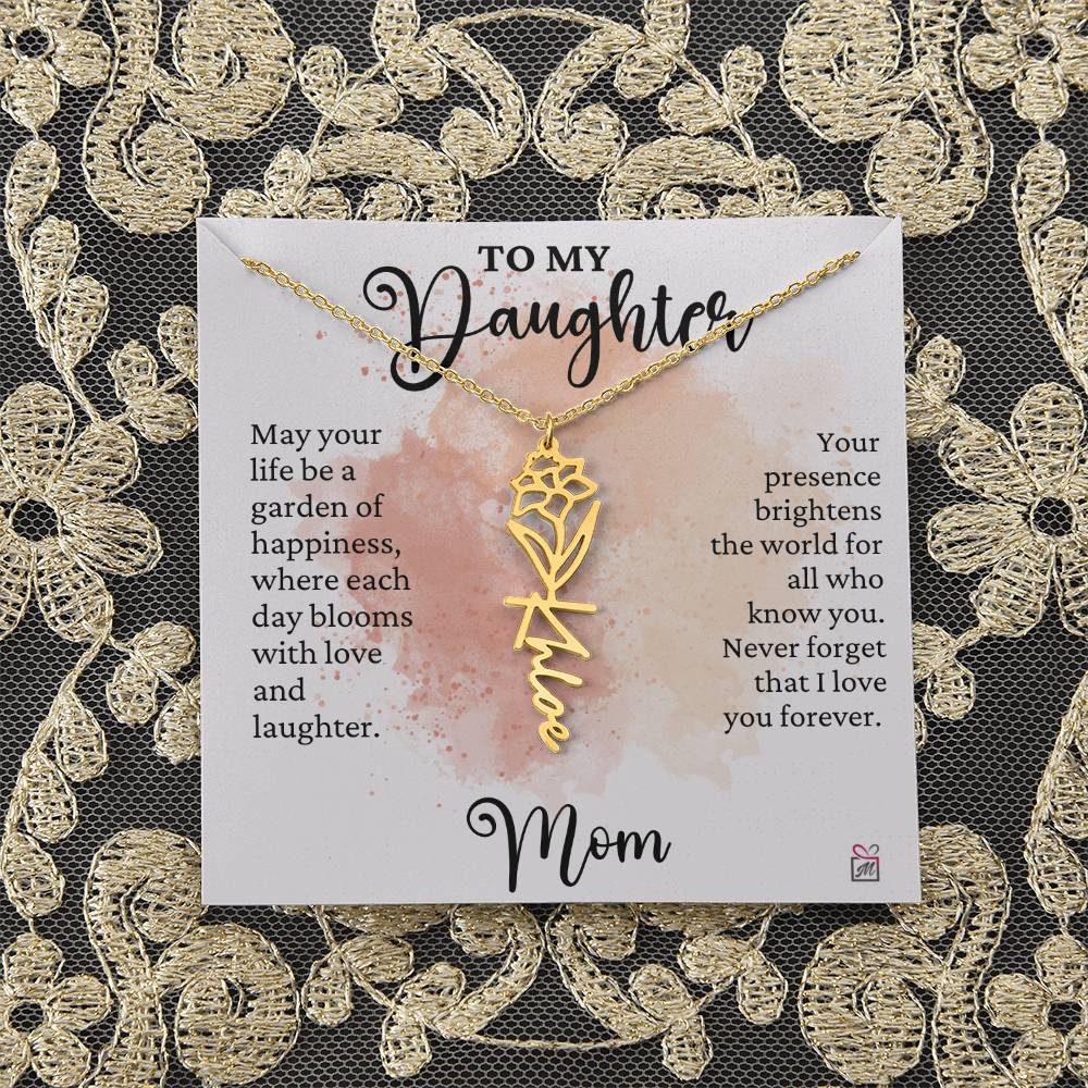 To Daughter from Mom - A Garden of Hapiness - Birth FLower Necklace - PM0249