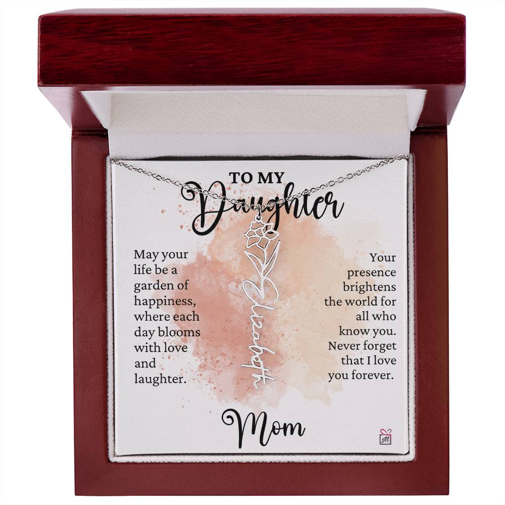 To Daughter from Mom - A Garden of Hapiness - Birth FLower Necklace - PM0249