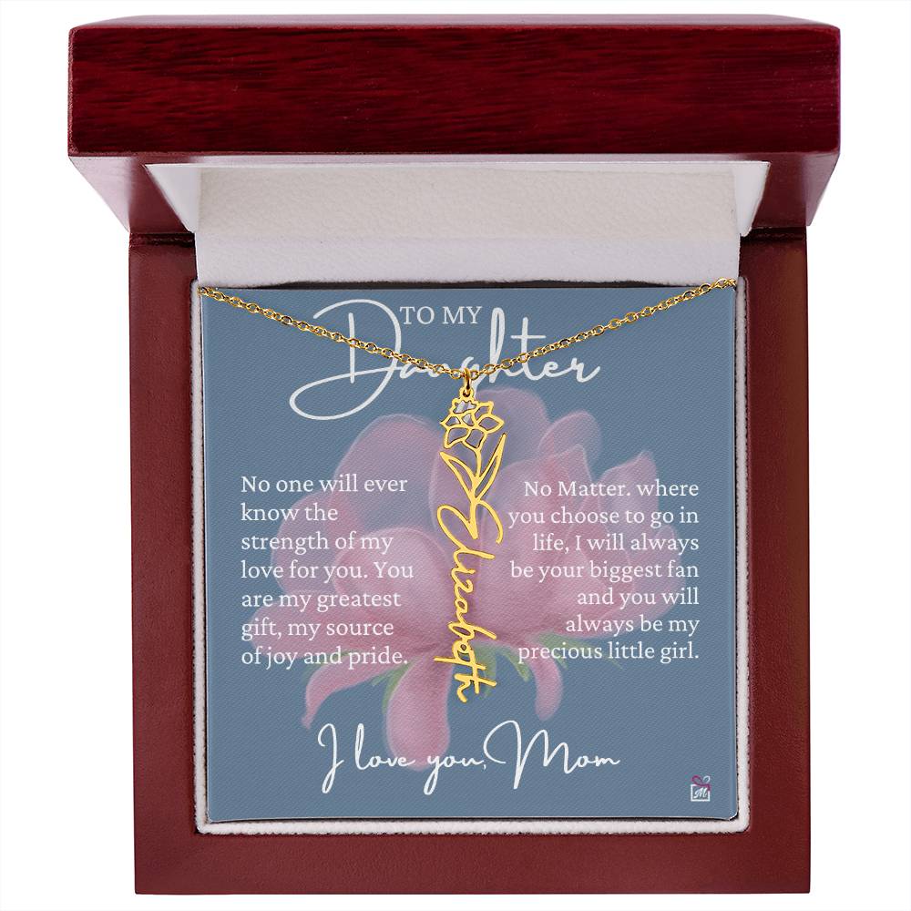 To Daughter, from Mom - Greatest Gift - Birth Flower Necklace - EMS020