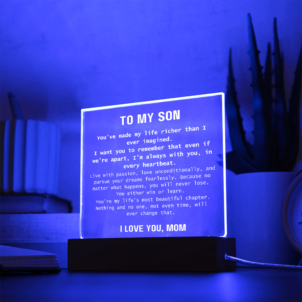 To Son, from Mom - You Are Never Alone - Square Acrylic Plaque - PM0310A