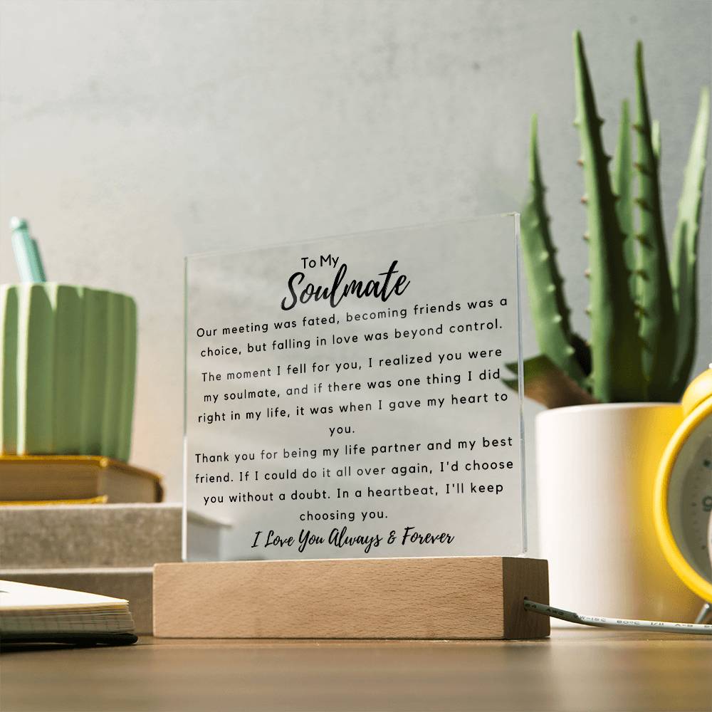 To Soulmate - Hard To Find Words - Square Acrylic Plaque - PM0205
