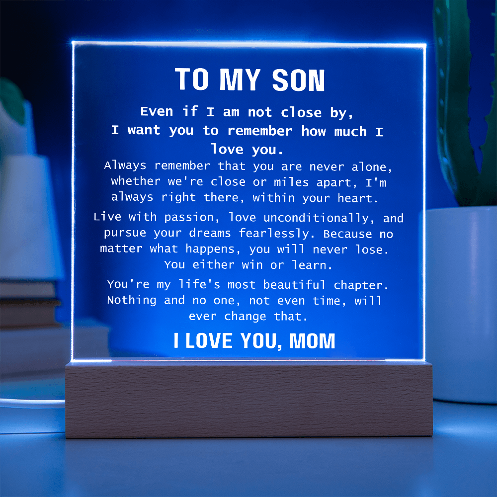 To Son, from Mom - You Are Never Alone - Square Acrylic Plaque - PM0310