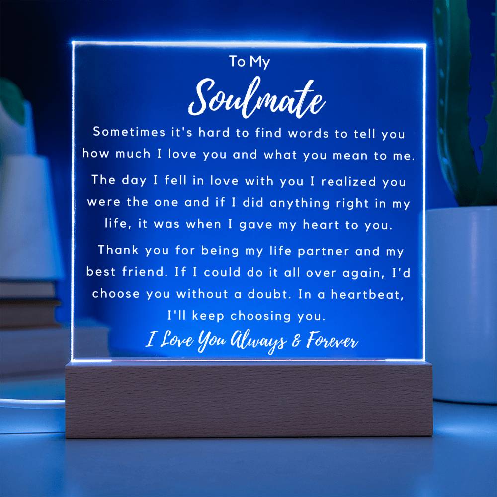 To Soulmate - Hard To Find Words - Night Lamp Acrylic - PM0198