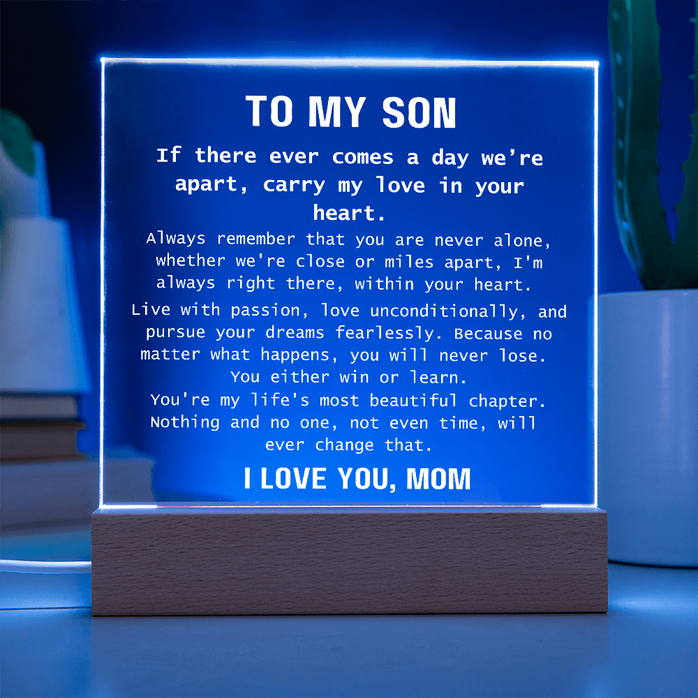 To Son, from Mom - You Are Never Alone - Square Acrylic Plaque - PM0310F