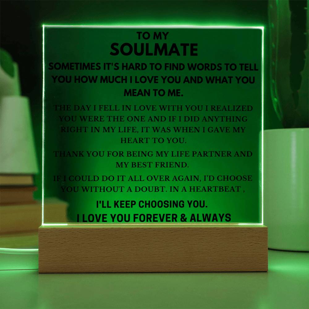 To Soulmate - Hard To Find Words - Square Acrylic Plaque - PM0199