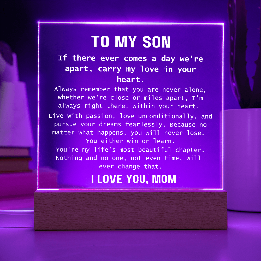 To Son, from Mom - You Are Never Alone - Square Acrylic Plaque - PM0310F