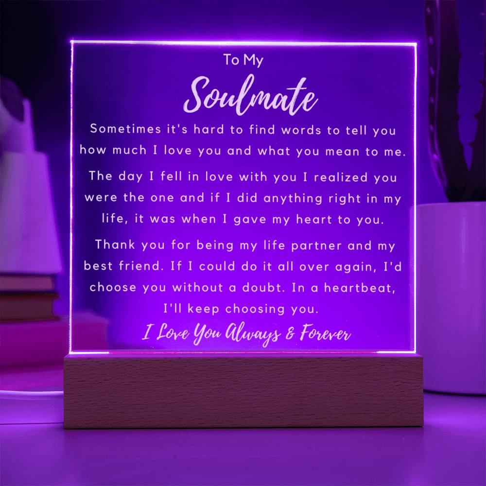 To Soulmate - Hard To Find Words - Night Lamp Acrylic - PM0198