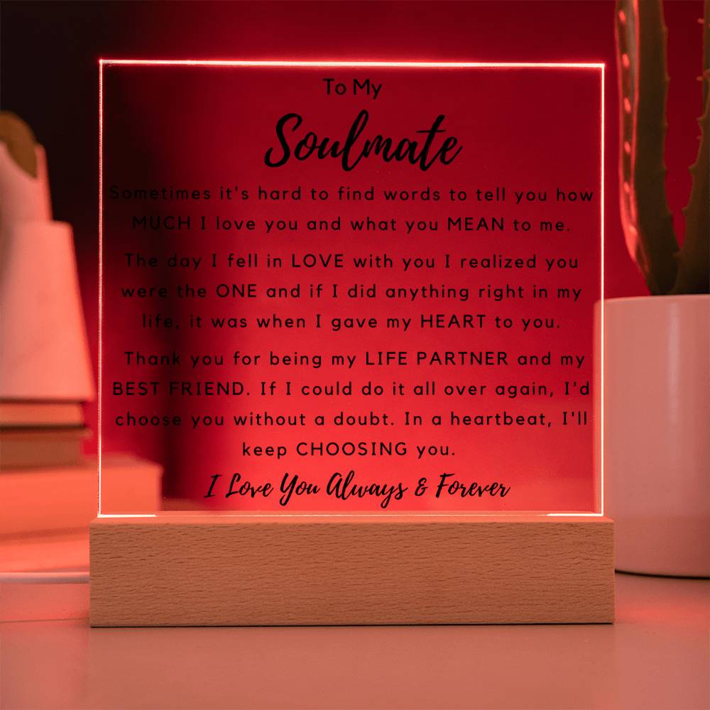To Soulmate - Hard To Find Words - Square Acrylic Plaque - PM0202