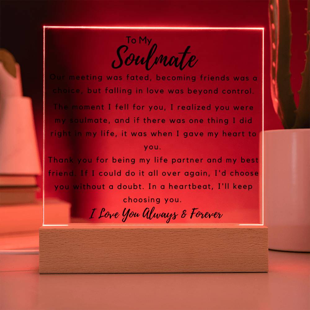 To Soulmate - Hard To Find Words - Square Acrylic Plaque - PM0205