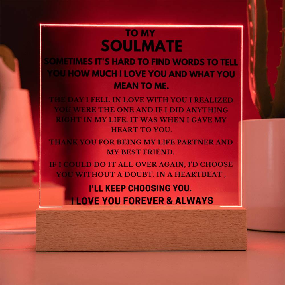 To Soulmate - Hard To Find Words - Square Acrylic Plaque - PM0199