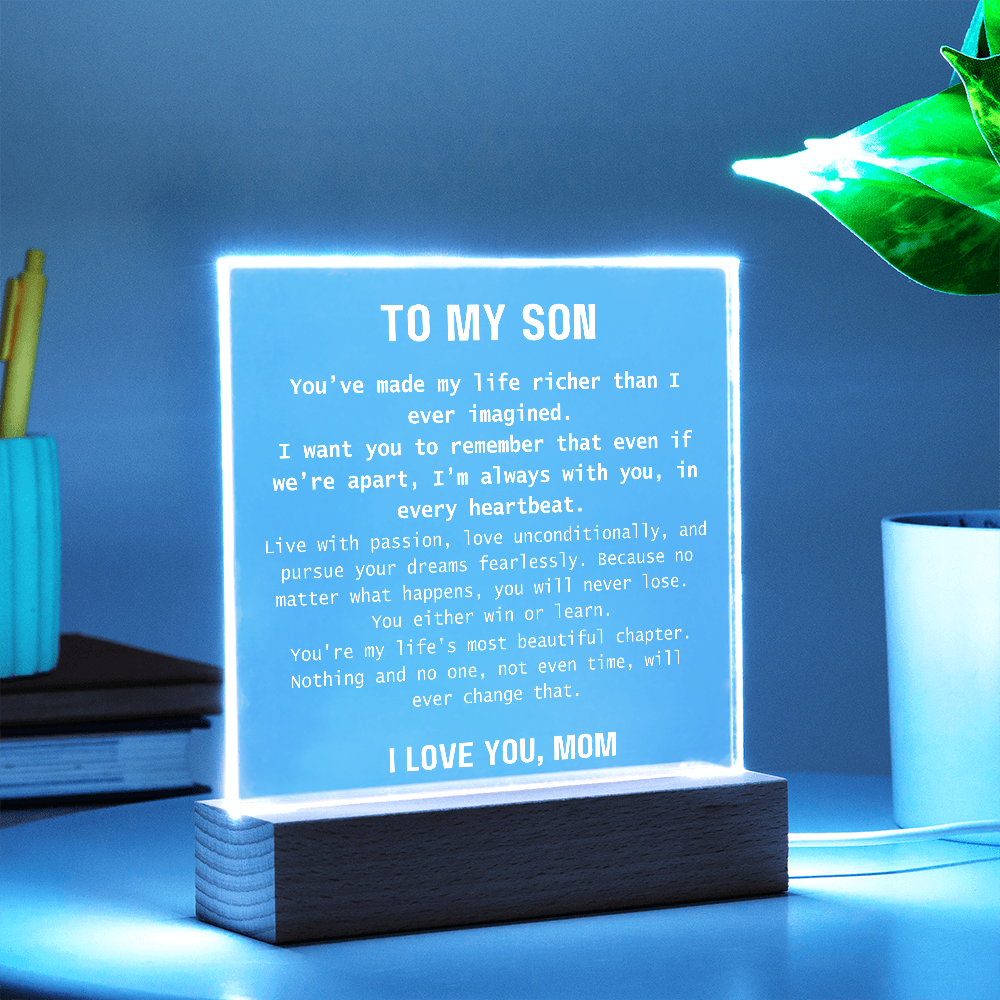 To Son, from Mom - You Are Never Alone - Square Acrylic Plaque - PM0310A