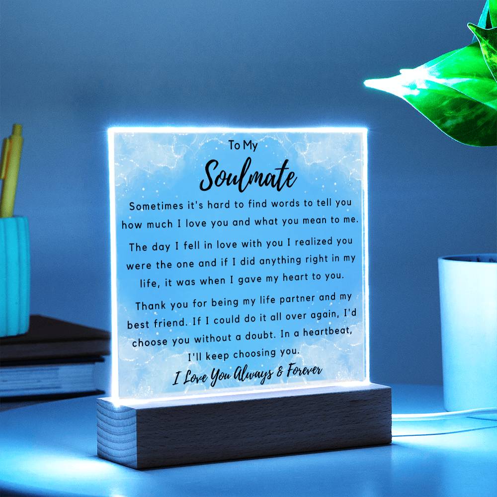 To Soulmate - Hard To Find Words - Night Lamp Acrylic - PM0197