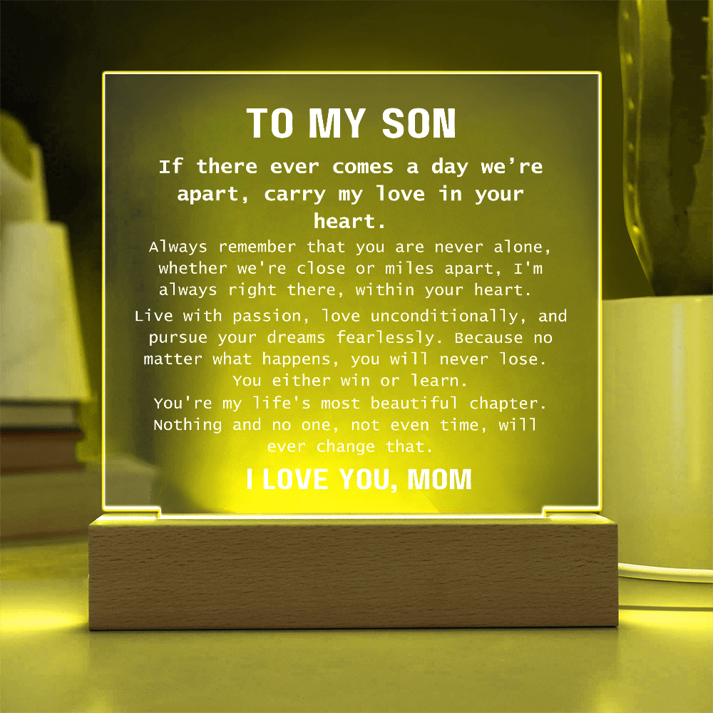 To Son, from Mom - You Are Never Alone - Square Acrylic Plaque - PM0310F