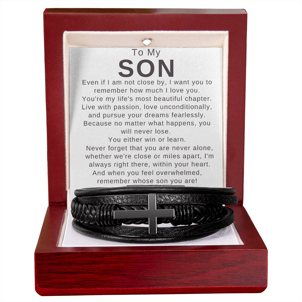 To Son, from Mom - You Will Never Lose - Men's Cross Bracelet - PM0239