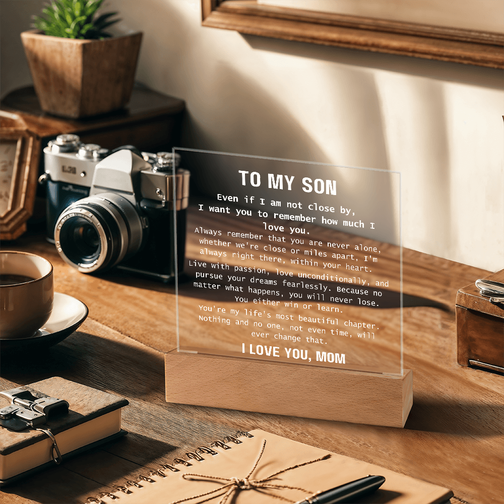 To Son, from Mom - You Are Never Alone - Square Acrylic Plaque - PM0310