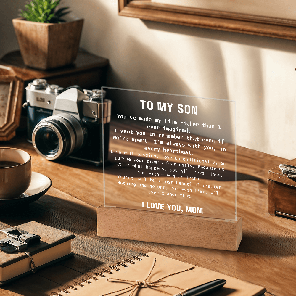 To Son, from Mom - You Are Never Alone - Square Acrylic Plaque - PM0310A