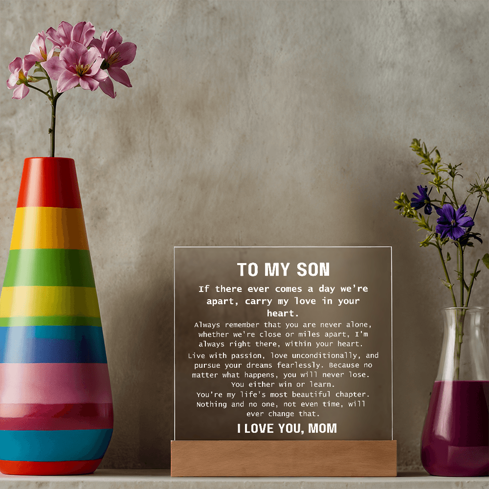 To Son, from Mom - You Are Never Alone - Square Acrylic Plaque - PM0310F