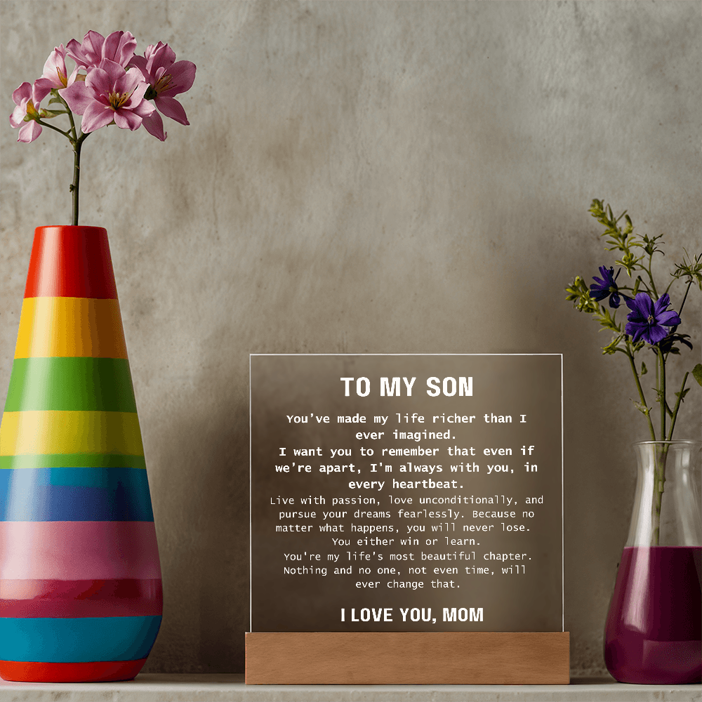 To Son, from Mom - You Are Never Alone - Square Acrylic Plaque - PM0310A