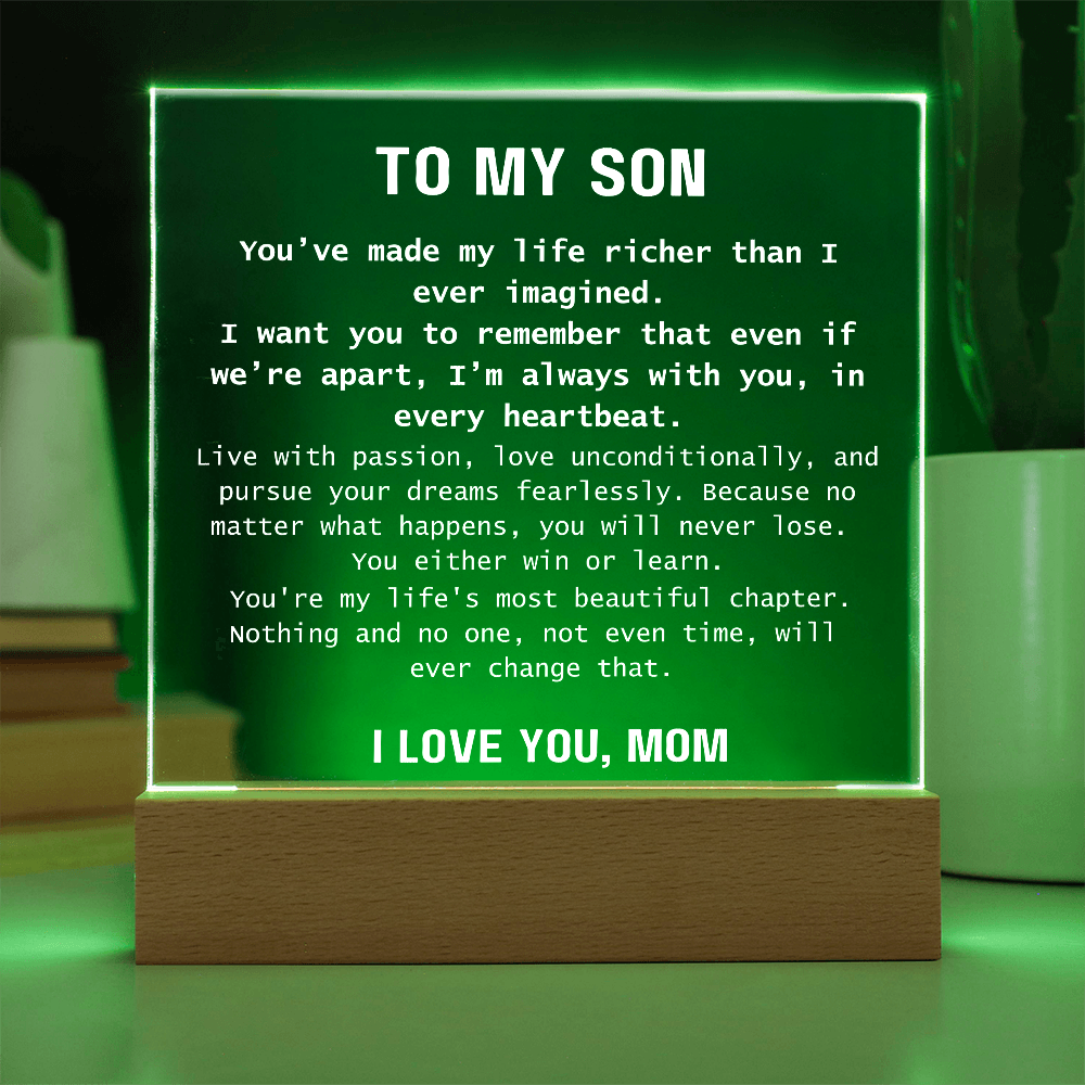 To Son, from Mom - You Are Never Alone - Square Acrylic Plaque - PM0310A