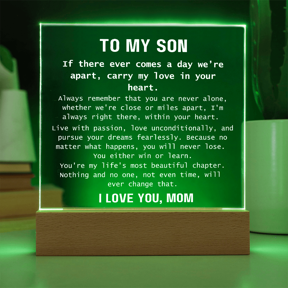 To Son, from Mom - You Are Never Alone - Square Acrylic Plaque - PM0310F