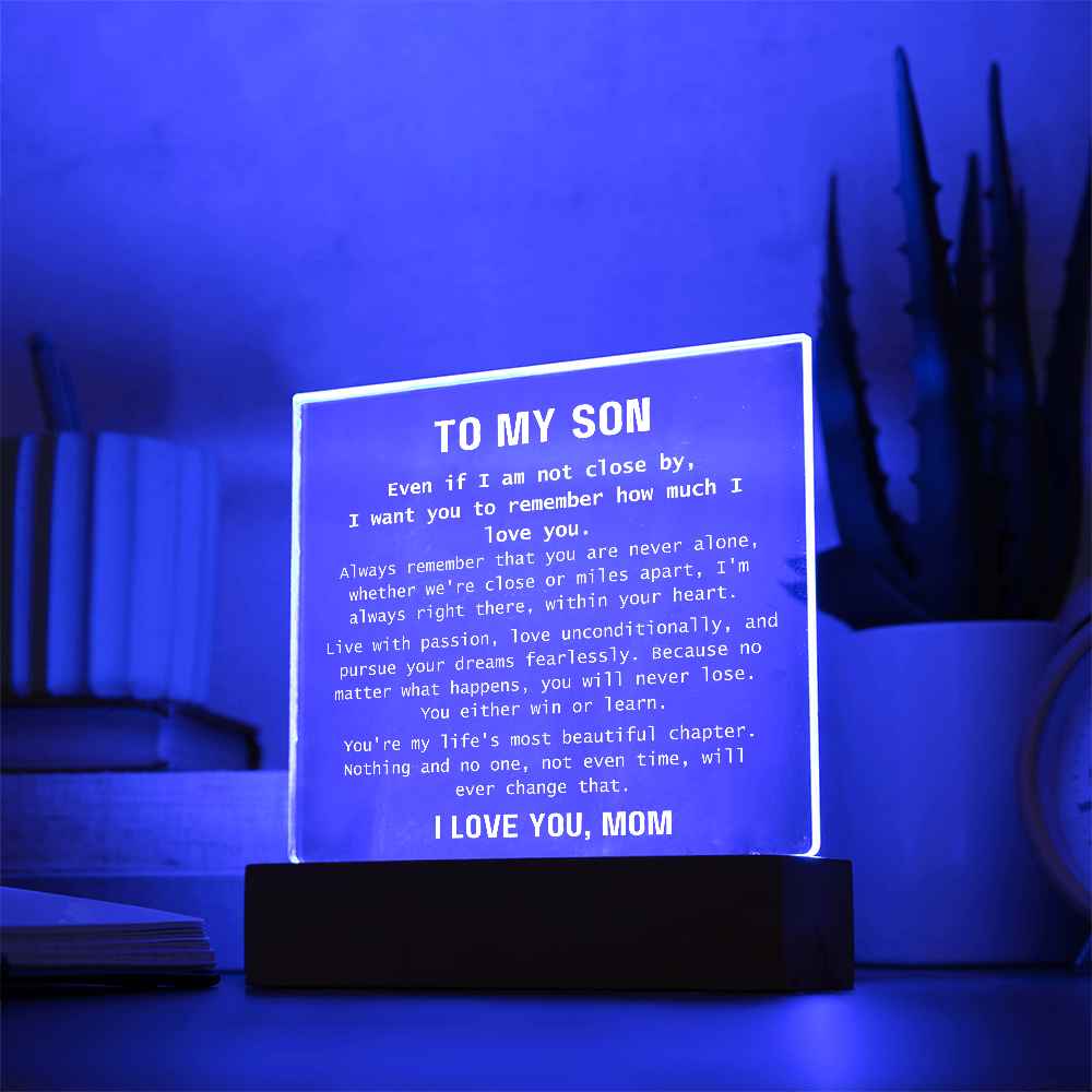 To Son, from Mom - You Are Never Alone - Square Acrylic Plaque - PM0310
