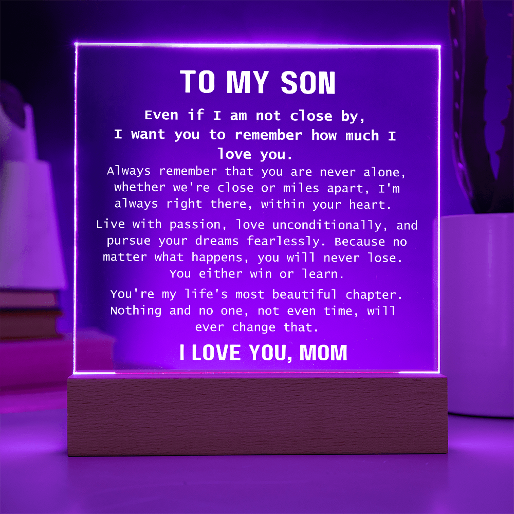 To Son, from Mom - You Are Never Alone - Square Acrylic Plaque - PM0310