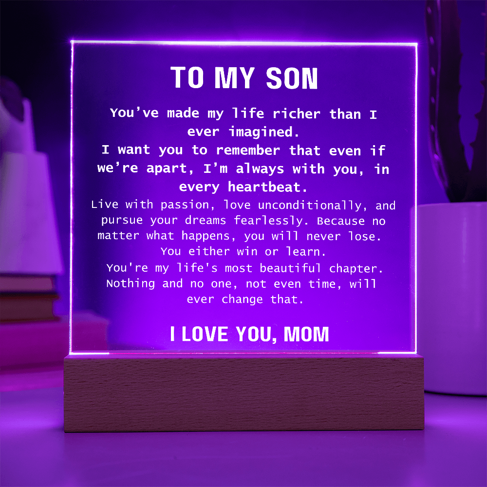 To Son, from Mom - You Are Never Alone - Square Acrylic Plaque - PM0310A