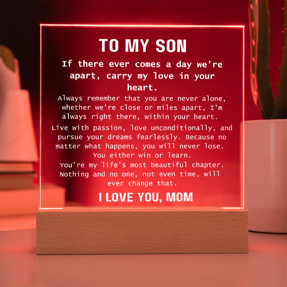 To Son, from Mom - You Are Never Alone - Square Acrylic Plaque - PM0310F