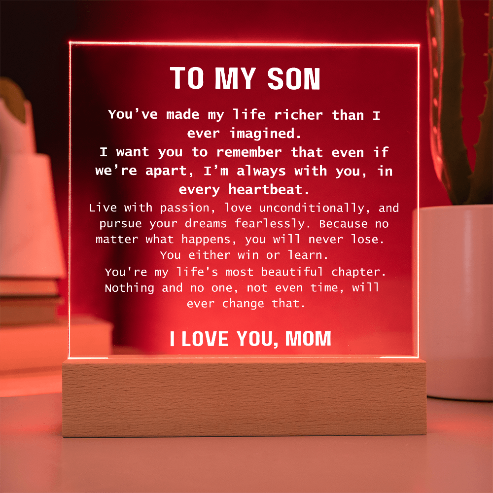 To Son, from Mom - You Are Never Alone - Square Acrylic Plaque - PM0310A
