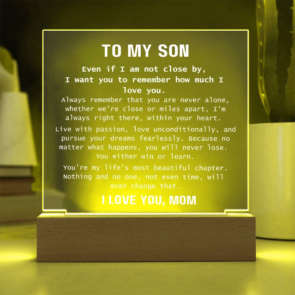 To Son, from Mom - You Are Never Alone - Square Acrylic Plaque - PM0310