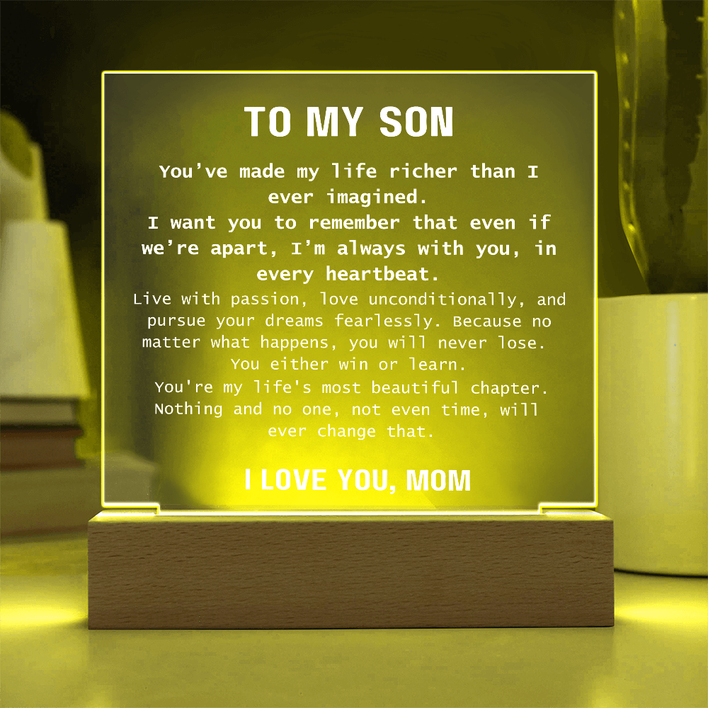 To Son, from Mom - You Are Never Alone - Square Acrylic Plaque - PM0310A
