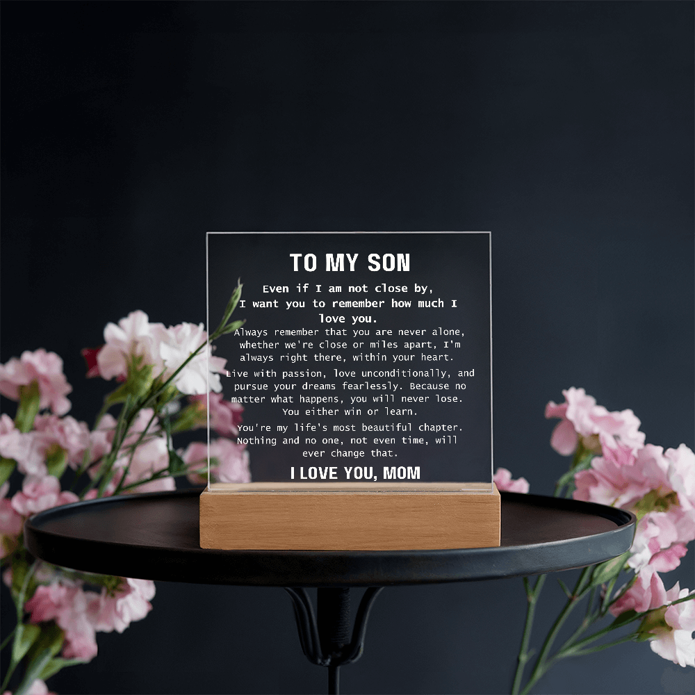 To Son, from Mom - You Are Never Alone - Square Acrylic Plaque - PM0310