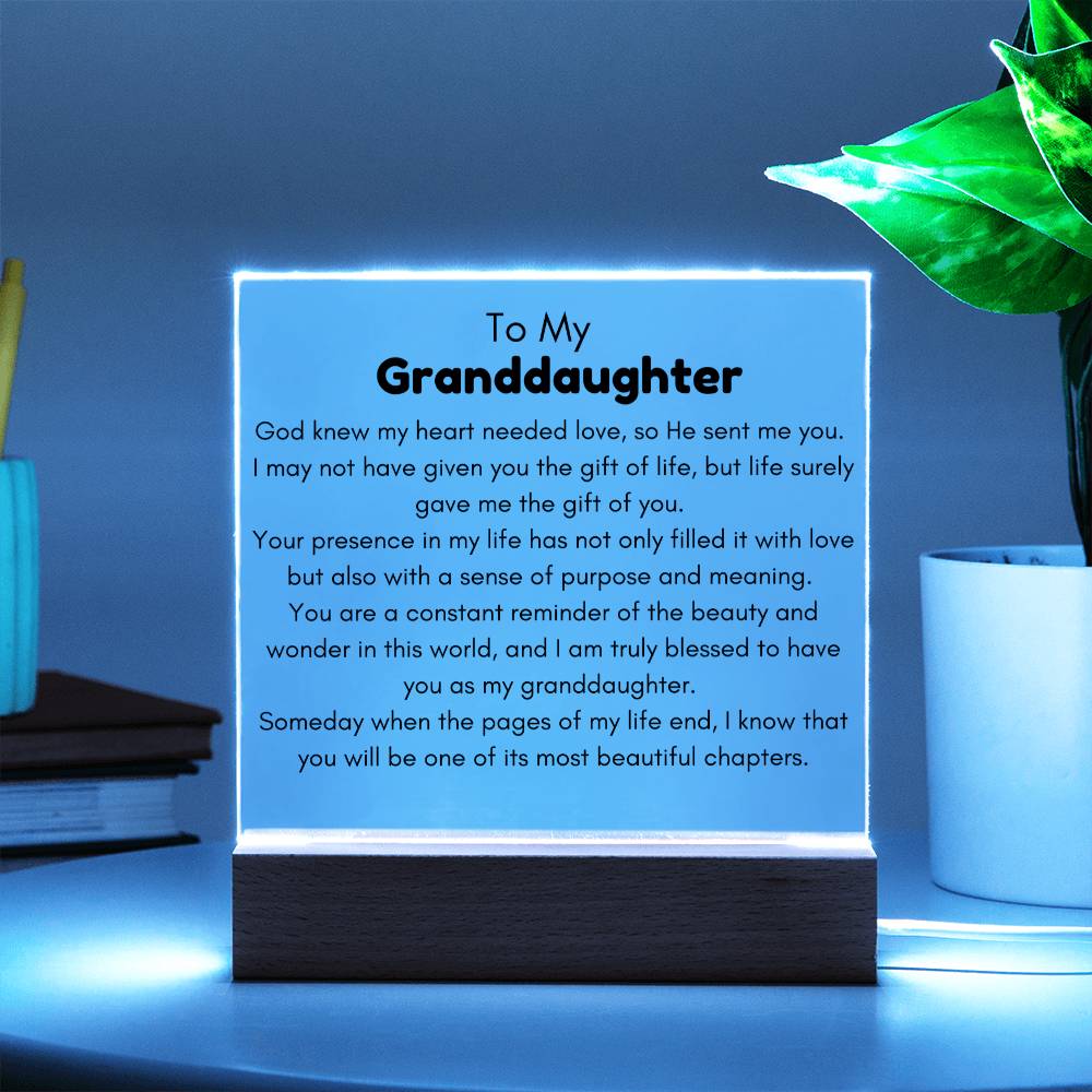 To Granddaughter, from Grandpa - God Sent Me You - Personalized Square Acrylic Plaque - PM0232