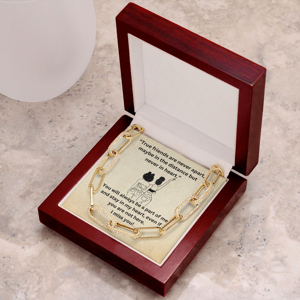 True Friends are never apart... Forever Linked Necklace- Cream Background