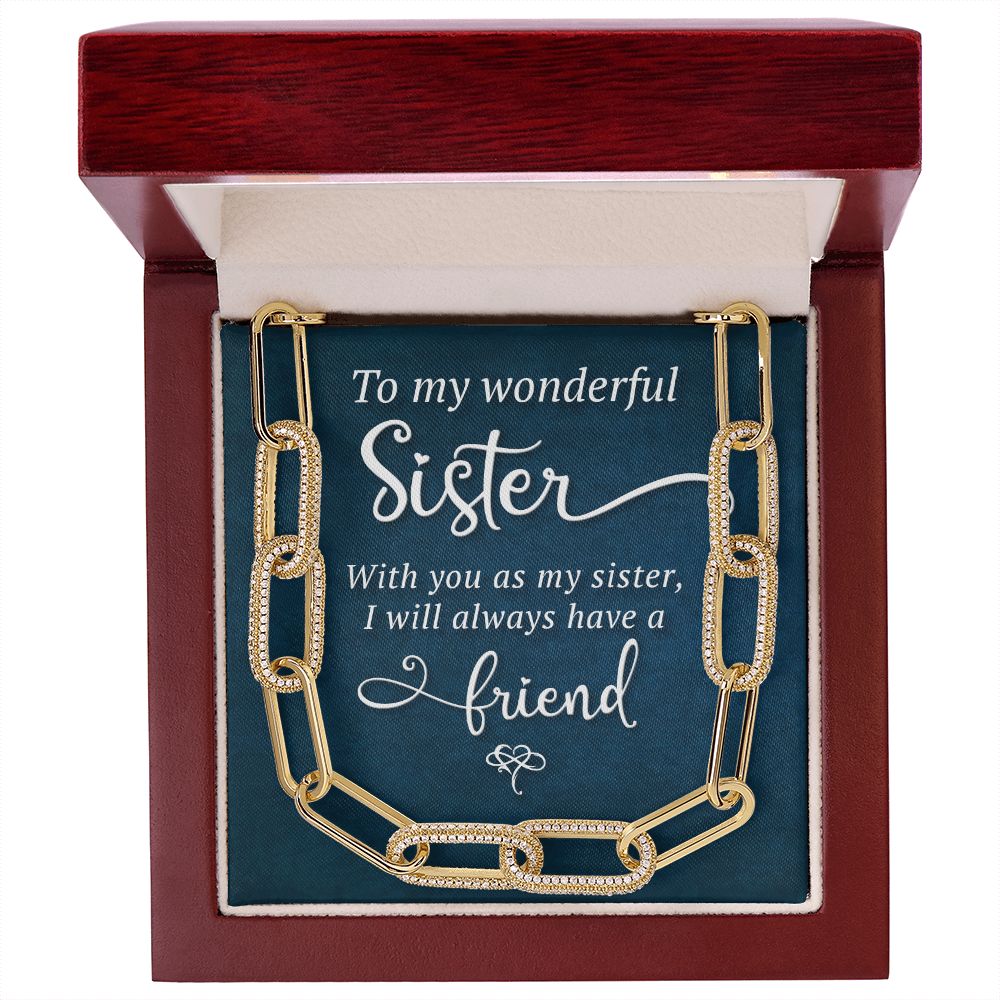 To My Wonderful Sister - I will always have a friend- Forever Linked necklace