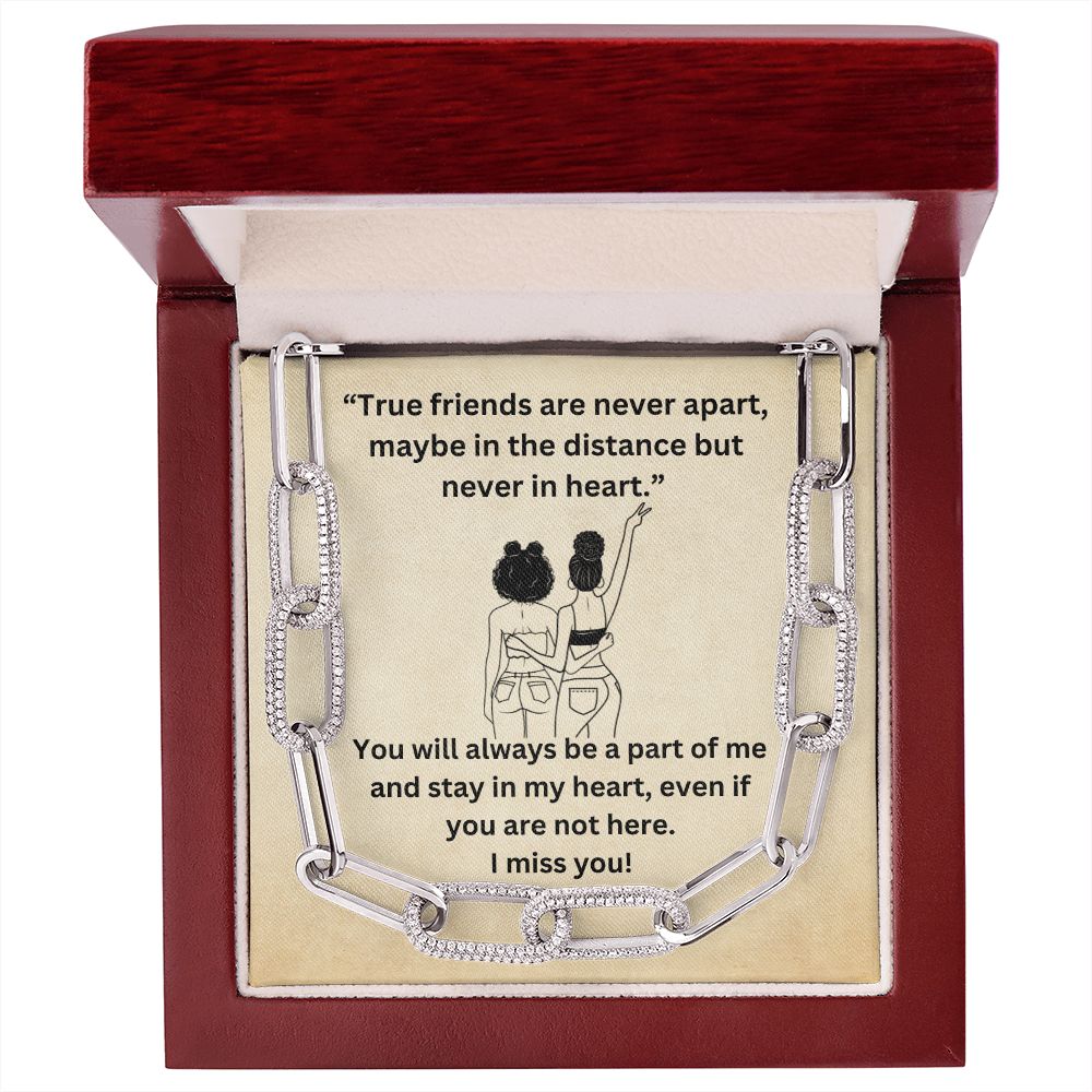 True Friends are never apart... Forever Linked Necklace- Cream Background