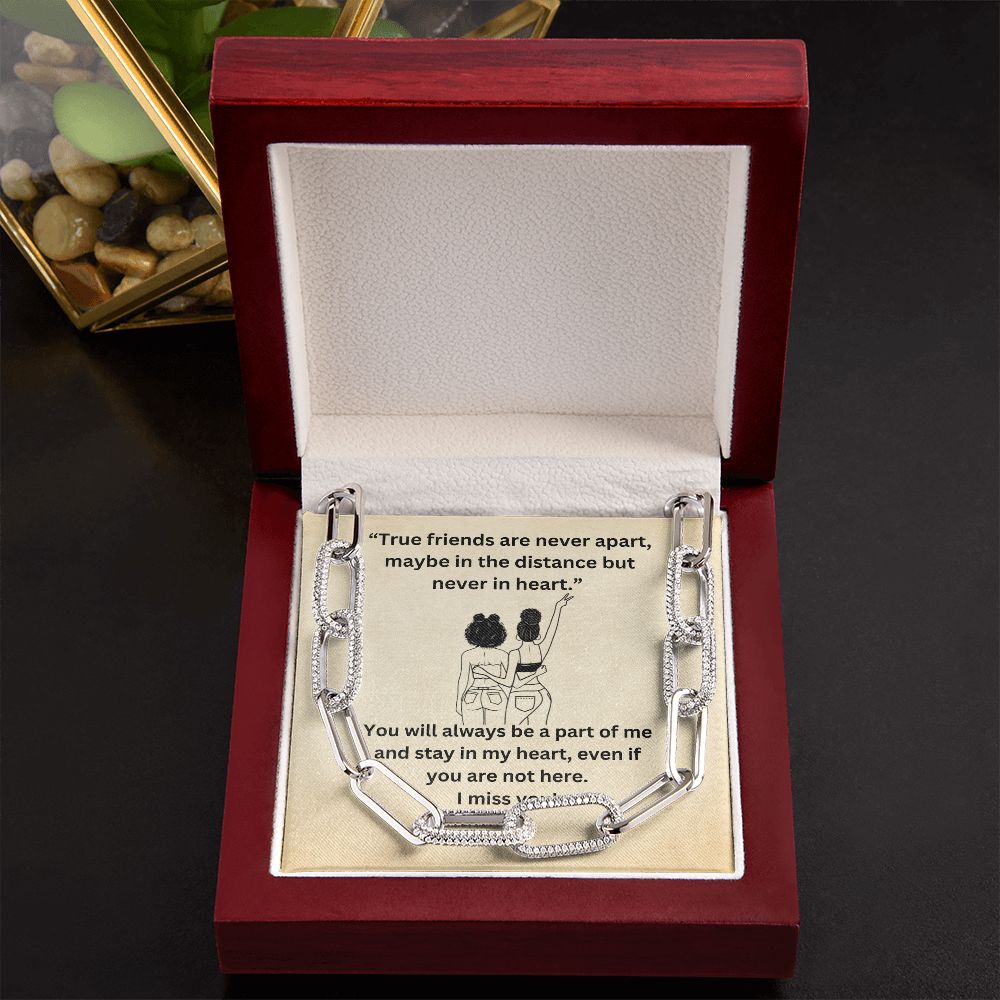 True Friends are never apart... Forever Linked Necklace- Cream Background