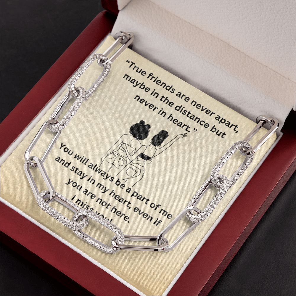 True Friends are never apart... Forever Linked Necklace- Cream Background