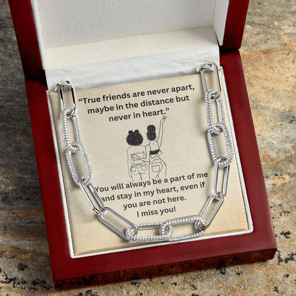 True Friends are never apart... Forever Linked Necklace- Cream Background